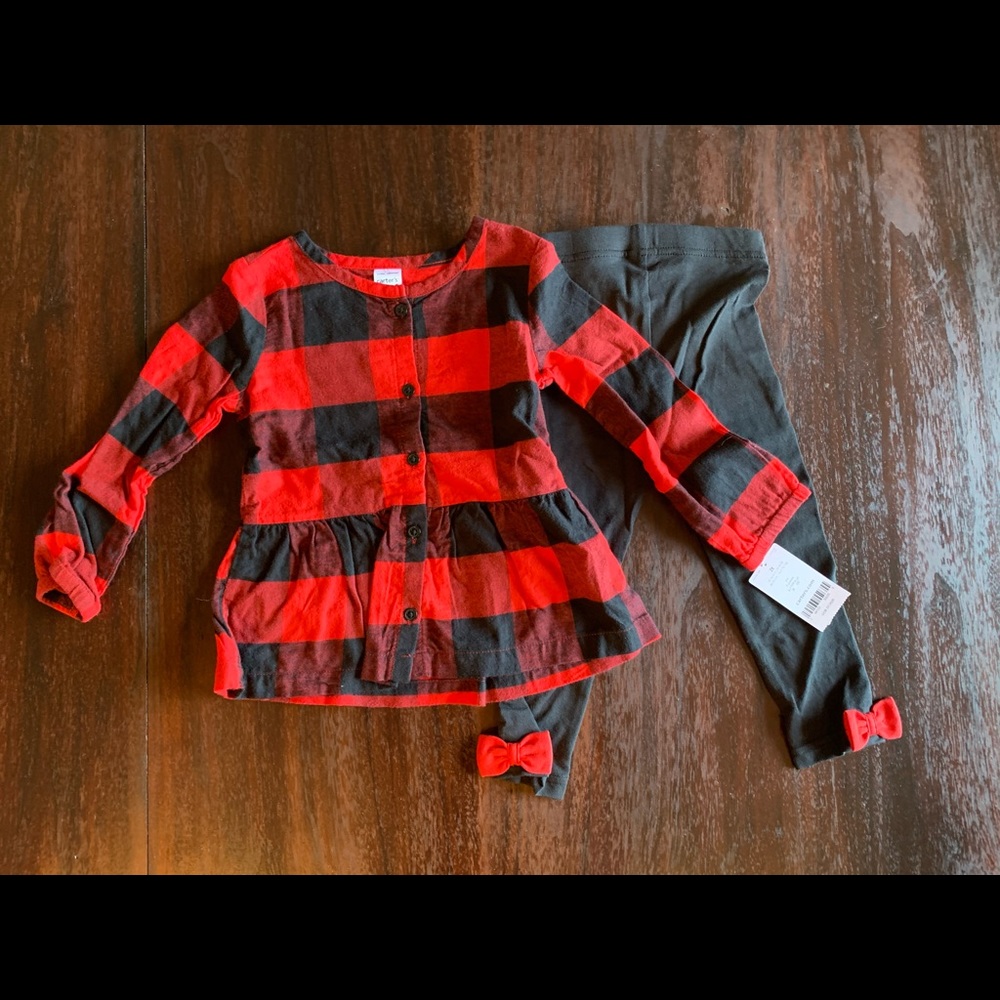 Girl’s Red and Black Plaid Outfit